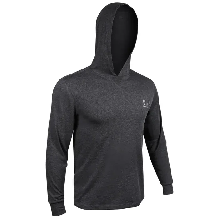 2UNDR Men‘s All Day Branded LS Hooded Tee – Heathered Charcoal – XL