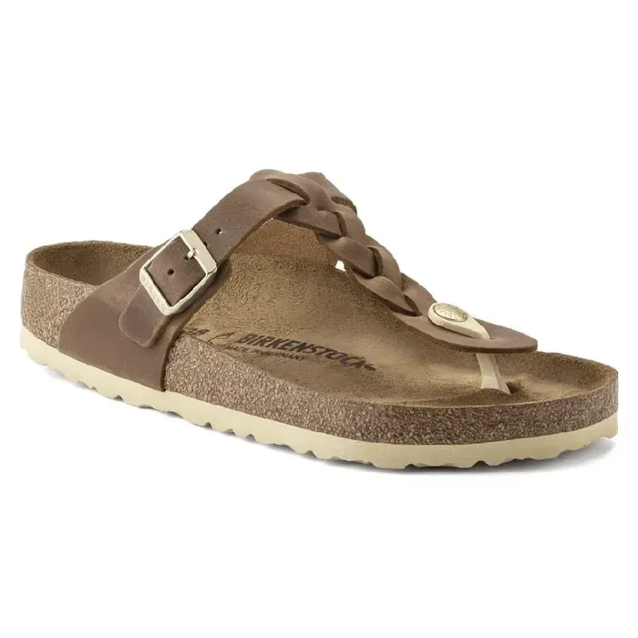 Birkenstock Unisex Gizeh Braided Oiled Leather Sandals – Cognac – 36