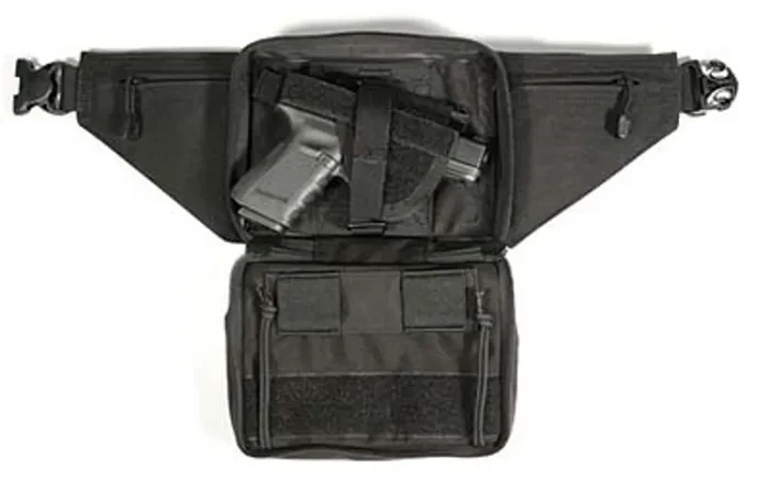 BLACKHAWK Concealed Weapon Fanny Pack Fits Medium Frame Revolver/Compact Automatic Pistol Ambidextrous Black 60WF05BK