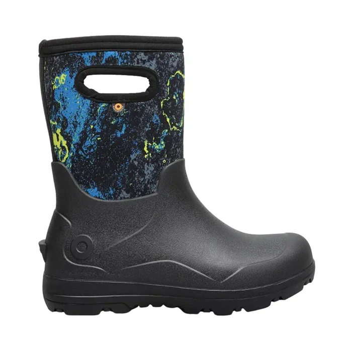 BOGS Footwear Boy‘s York Seamless Acid Camo Outdoor Boots – Black/Brilliant Blue – 1