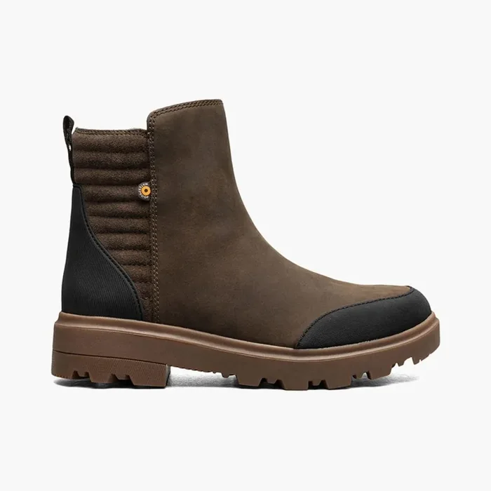 BOGS Footwear Women‘s Holly Zip Leather II – Dark Brown – 8.5