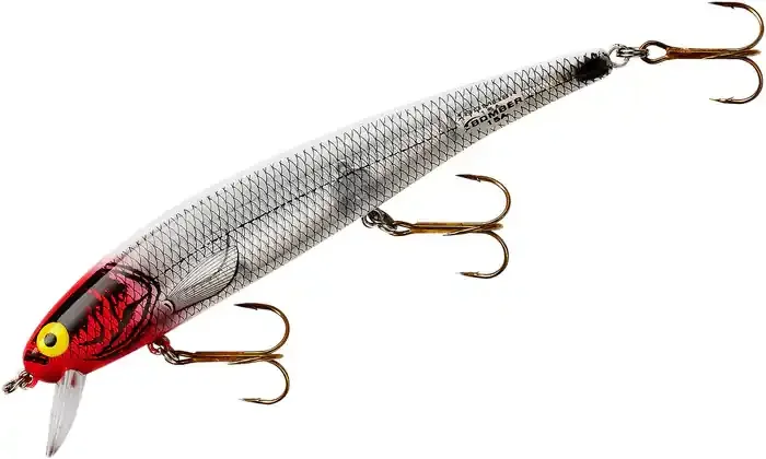 Bomber Deep Long A Lure – B24A – 3 1/2 in. – Crank/Jerk Depth 10 – 12 ft. – Silver Flash/Red Head