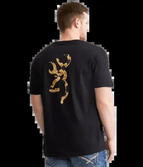 Browning Men‘s Duck Camo Buckmark T-Shirt – Black – 2XL