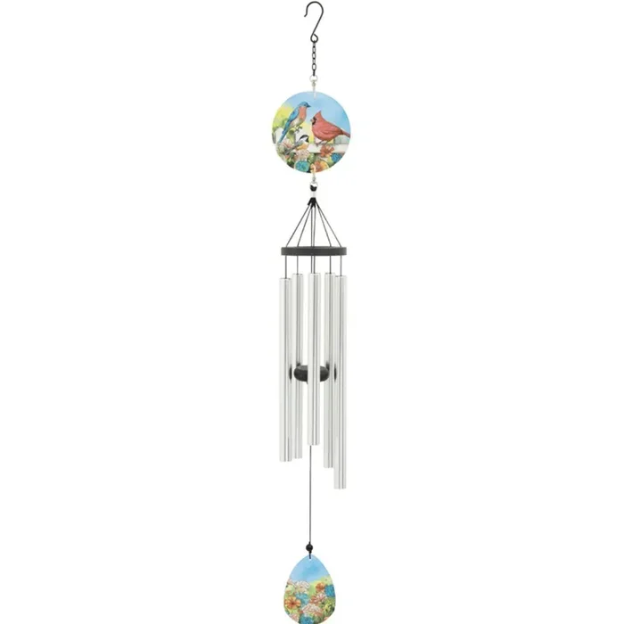 Carson Home Accents Glass Art Chime – 37 Inches – Songbirds