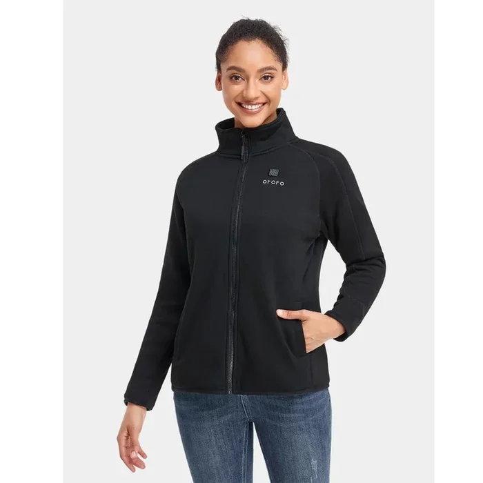 *CLEARANCE – FINAL SALE* Ororo Women’s Heated Full Zip Fleece Jacket – Black