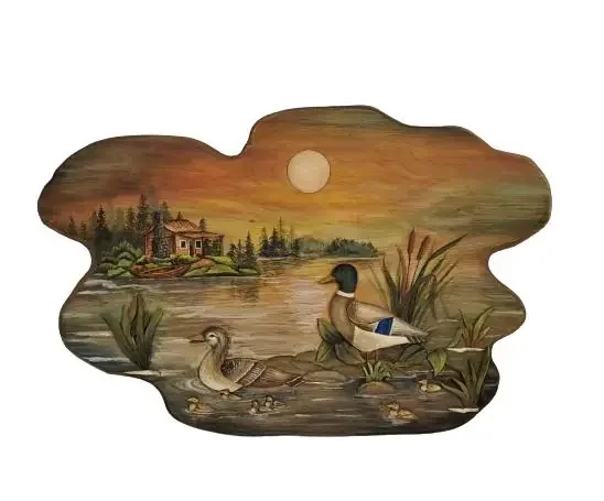 DL Collections ART-9200 Series Wall Art- Duck Family & Cabin – 24″ W x 16″ H