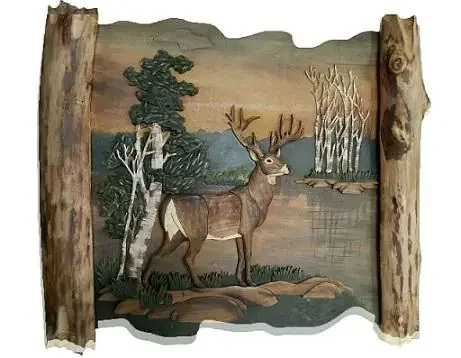 DL Collections ART-9900 Series Wall Art – Deer in Forest – 27″ x 31″