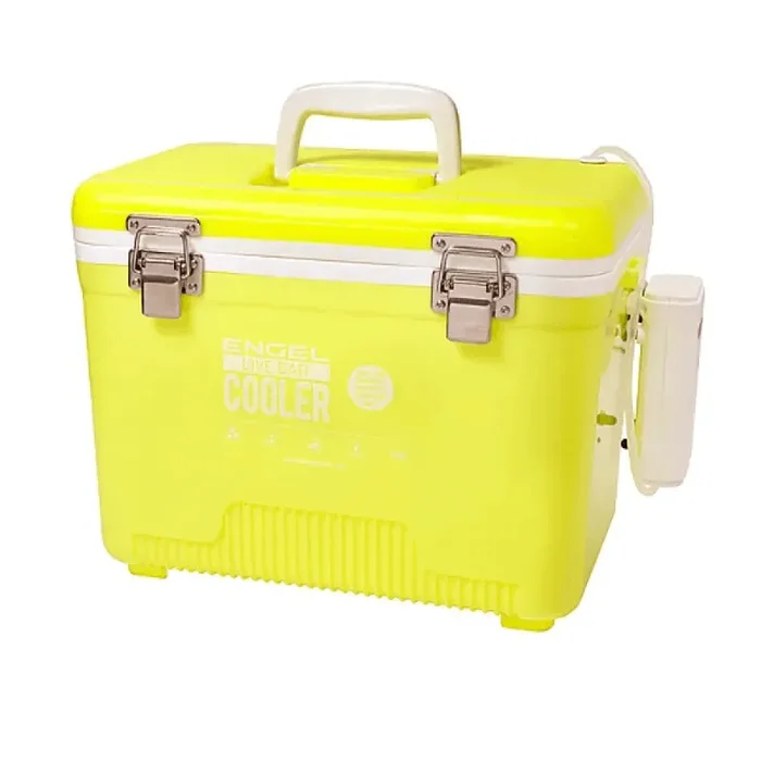 Engel 7.5Qt Live Bait Pro Cooler with AP3 Rechargeable Aerator & Stainless Hardware – Yellow