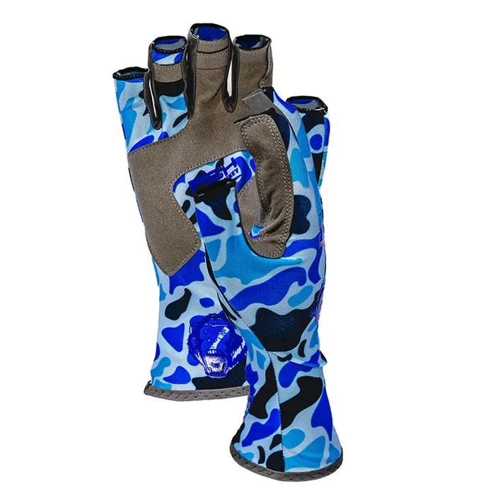 Fish Monkey – 1/2 Finger Guide Glove – Xl Old School Blue –