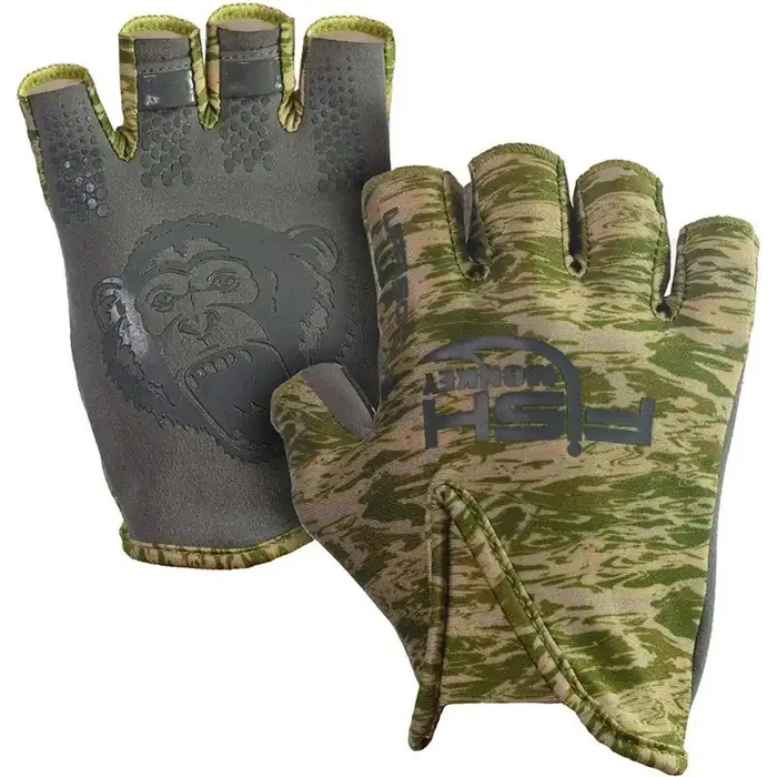 Fish Monkey Stubby Guide Glove – Green Water Camo – L