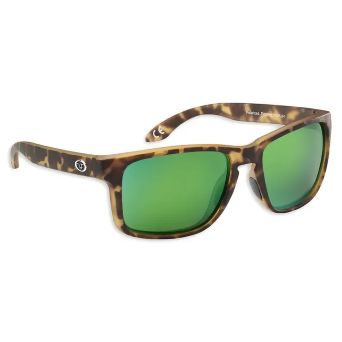 Flying Fisherman Polarized Sunglasses Lagoon Series – Matte Tortoise Frame – Green Mirror Lens