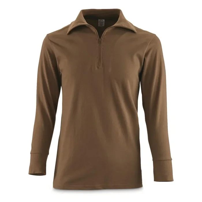 German Bundeswehr Brown Tricot 1/4 Zip Shirt