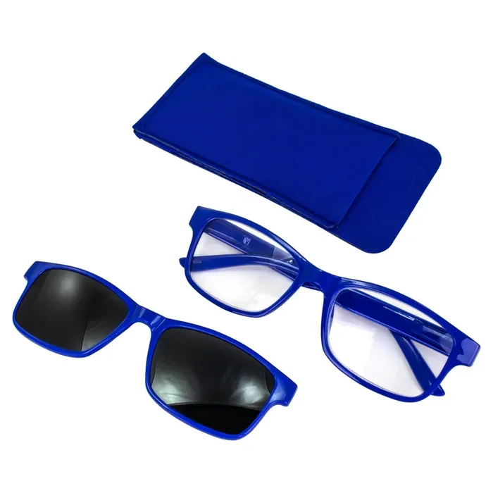 Global Vision Polarized Reading Glasses – Blue Frame – Clear/Smoke Lens – Polycarbonate – +2.50