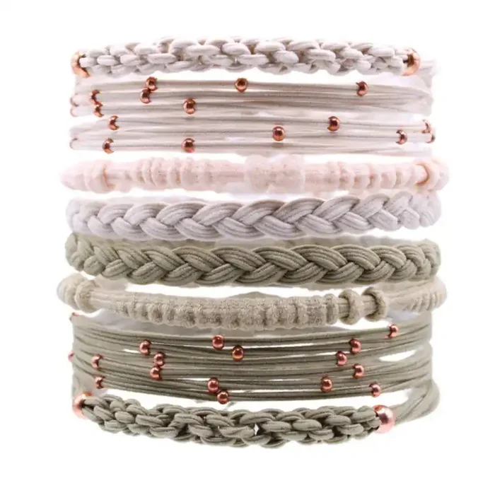 Gypsea Bands Dana Point Hair Tie Bracelets – Tan/Green