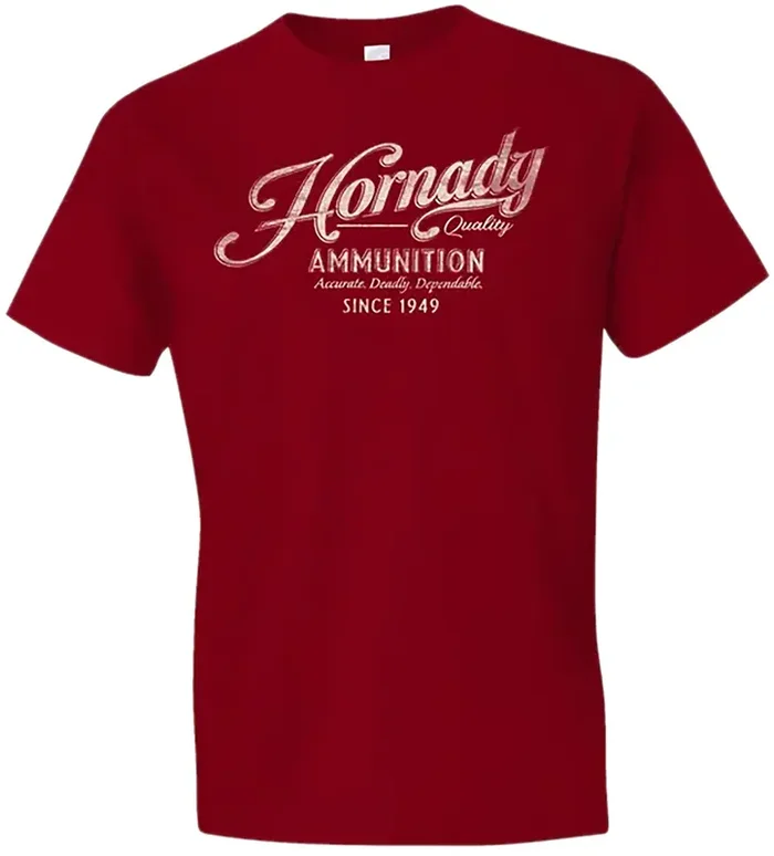 Hornady Gear 31872 Vintage Script Red Cotton Semifitted Medium