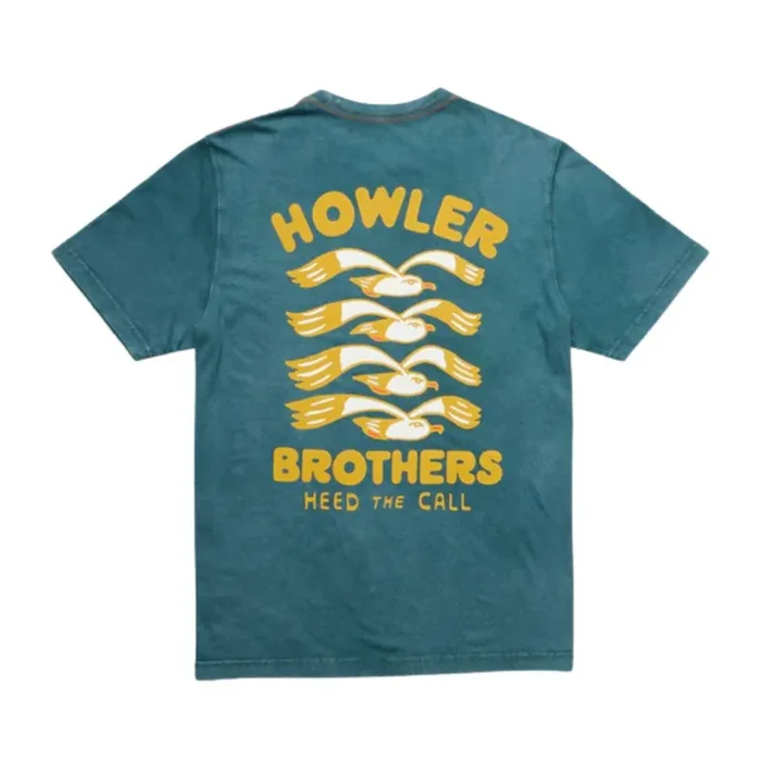 Howler Brothers Men‘s Flocka Seaguls Cotton T-Shirt – Storm – XL