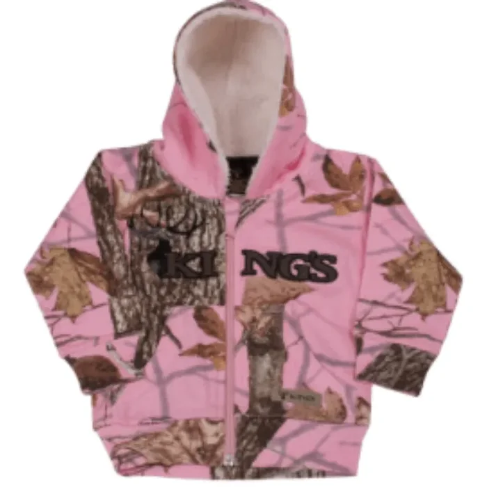 Kings Camo Infant Sherpa Zip Hoodie – Woodland Pink – 12 Months