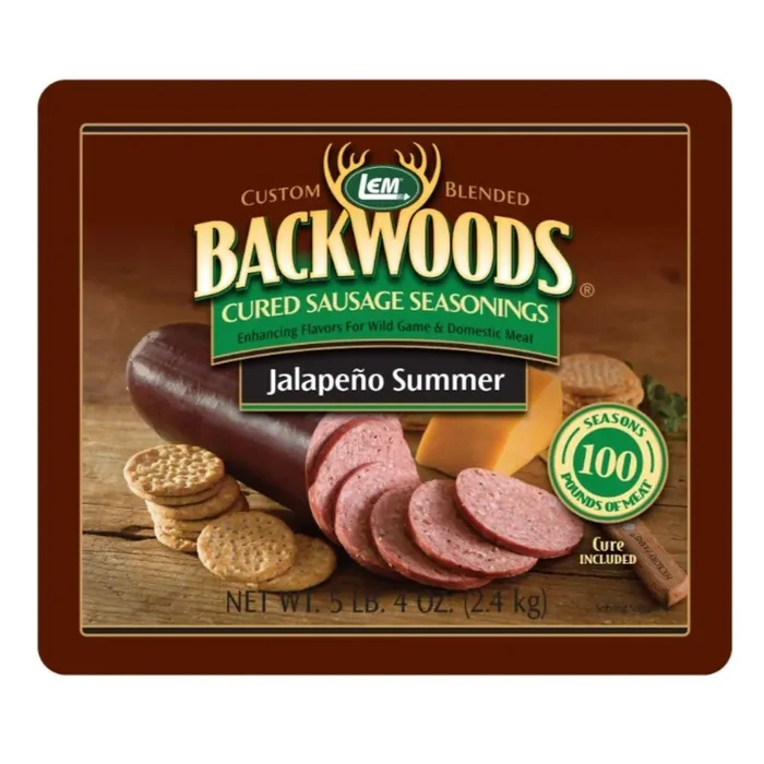 LEM Backwoods Cured Sausage Seasoning Bucket – Jalapeno Summer – Makes 100 lbs.