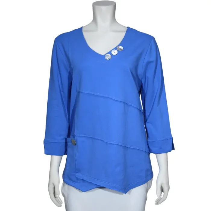 Lulu-B Women‘s Asymmetrical Nov. Button Top – Bright Peri – S