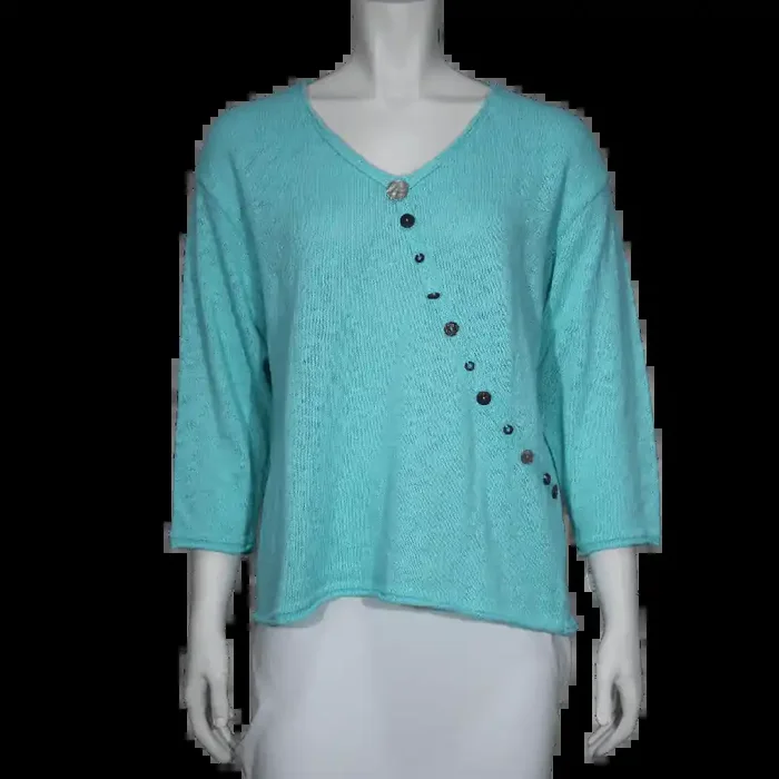 Lulu-B Women‘s Button Sweater – Clear Seafoam – XL