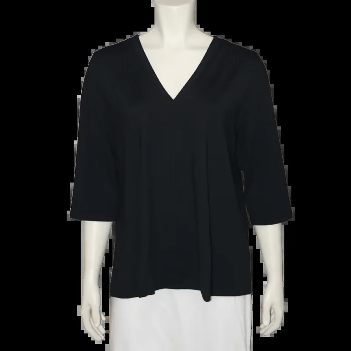 Lulu-B Women‘s V-Neck Top 3/4 Sleeve – Black – M