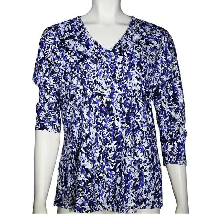 Lulu-B Women‘s V-Neck Top 3/4 Sleeve – VIBK – S