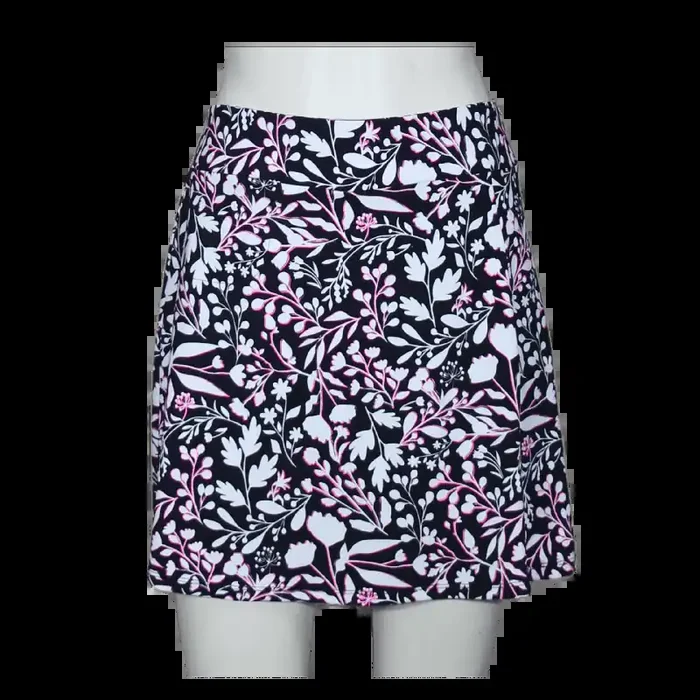 Lulu-B Women‘s Zip Skort – Black/White Print with Hot Pink Accents – L