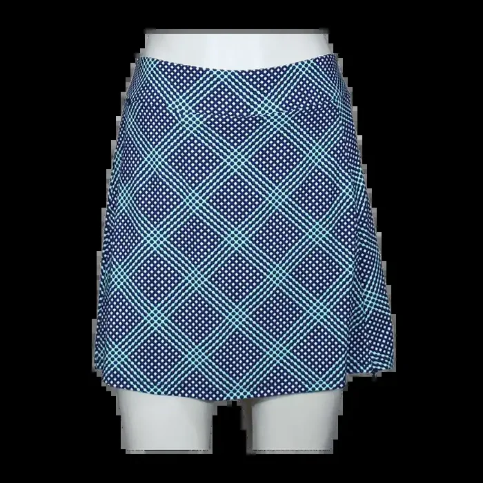 Lulu-B Women‘s Zip Skort – Gingham Navy – M