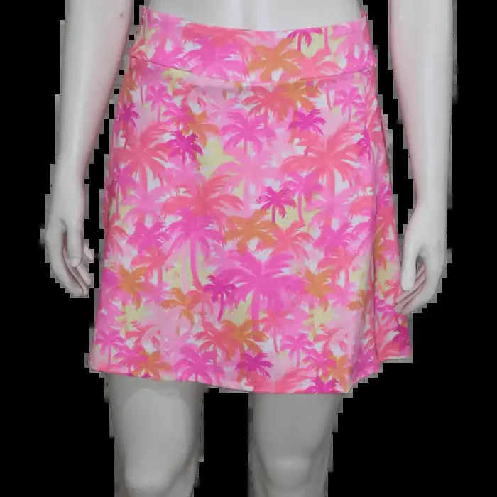 Lulu-B Women‘s Zip Skort – Pink Palm Tree – XL
