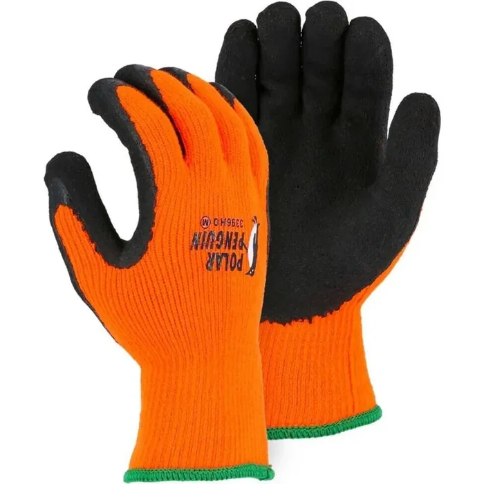 Majestic Polar Penguin Winter Lined Napped Terry Glove – Orange – M