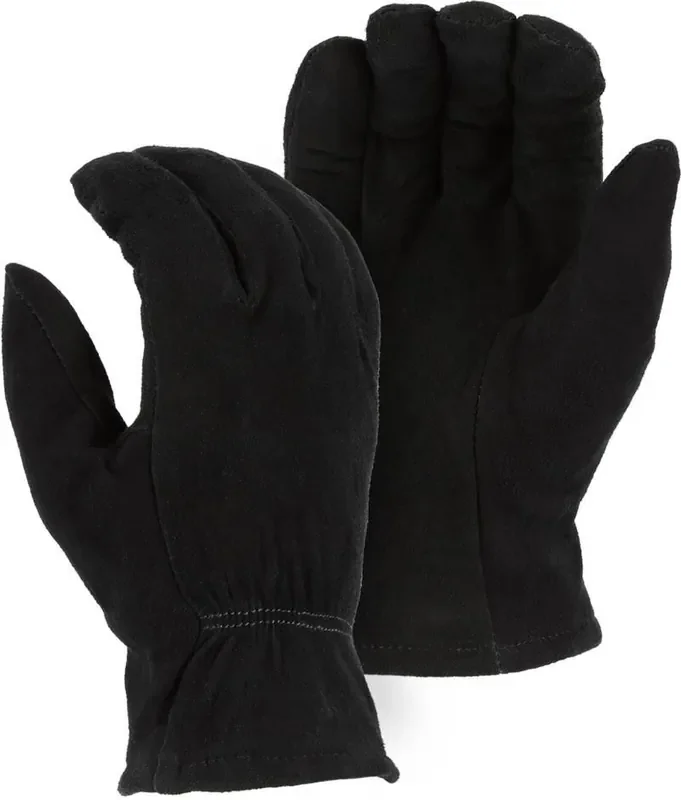 Majestic Winter Lined Deerskin Drivers Glove With Fleece – Black – XL