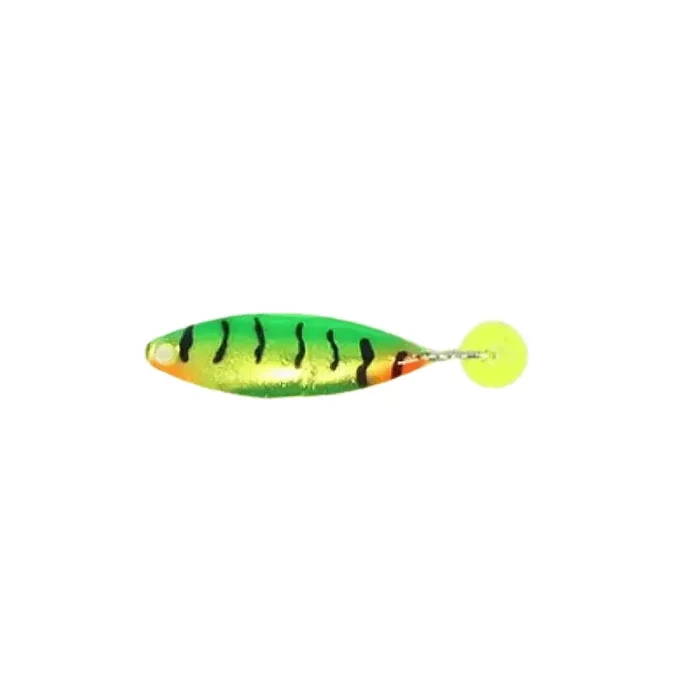 Mark‘s Custom Tackle Rocker Ice Jig – 6 mm – UV Fire Tiger – Mountain Dew Bead