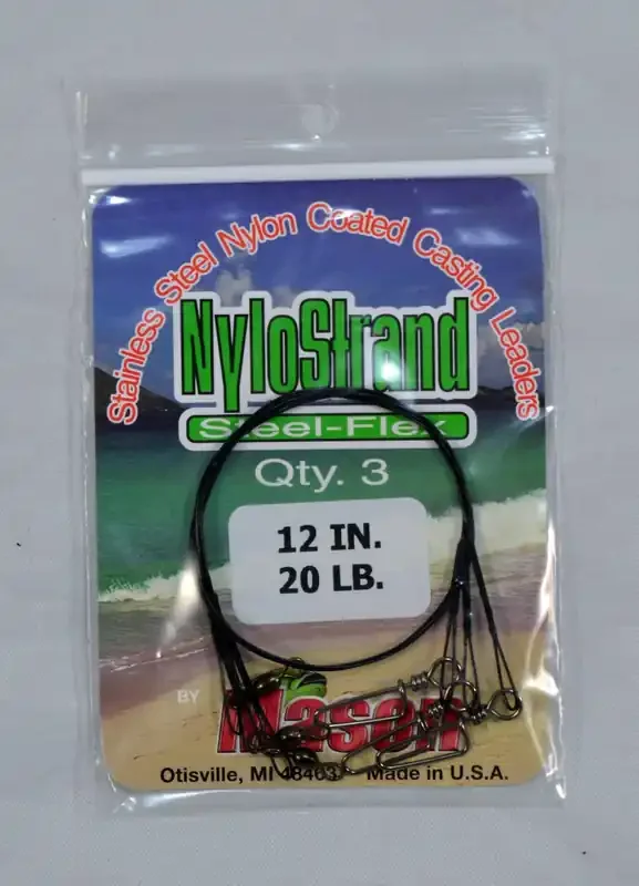 Mason Tackle Coastlok Snap SteelFlex NyloStrand Leaders – Black – 20 6″