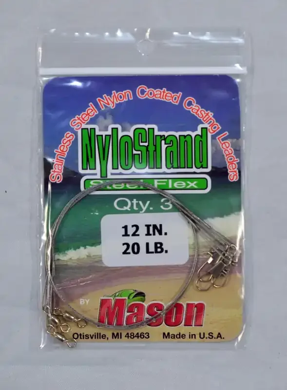 Mason Tackle Interlock Snap SteelFlex NyloStrand Leaders – Bright – 20 6″