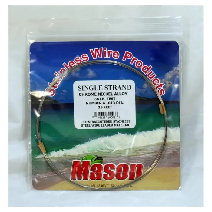 Mason Tackle SingleStrand Leader Wire – Bright – 140 LB. – 25‘