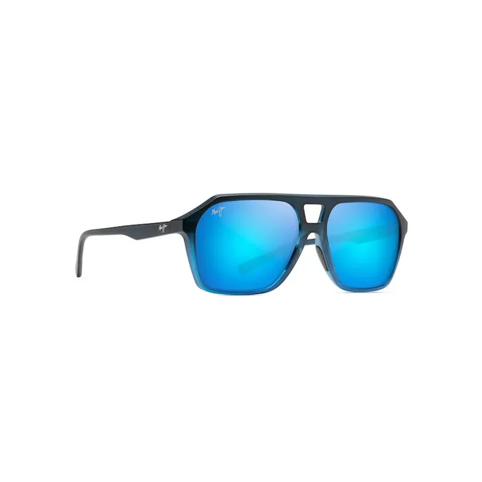 MAUI JIM Wedges Sunglasses Matte Black Fade to Blue Blue Hawaii