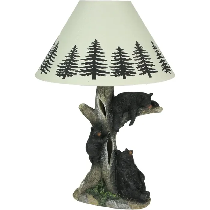 MayRich Company Black Bear Table Lamp – 21″ Height – Mama Bear & Cubs – 3