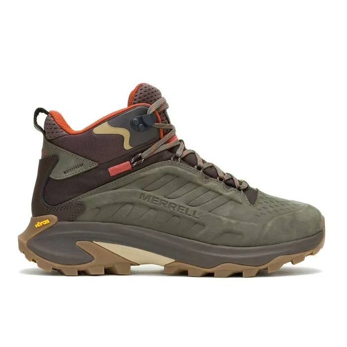Merrell Men‘s Moab Speed 2 Leather Mid Waterproof Hiking Shoes – Olive – 10