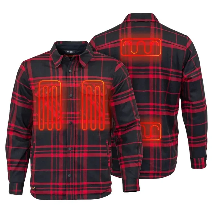 Mobile Warming Men‘s Heated Flannel Jacket – Black/Red – M