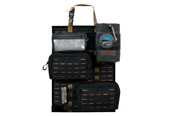 MOLLE Seat Back Panel – 14″ x 20″ Black/Orange | Triple Run