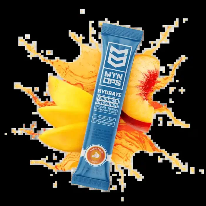 MTN OPS Enhanced Hydration – Mango Peach – Trail Packs – Single – Recharge + Recover + Replenish