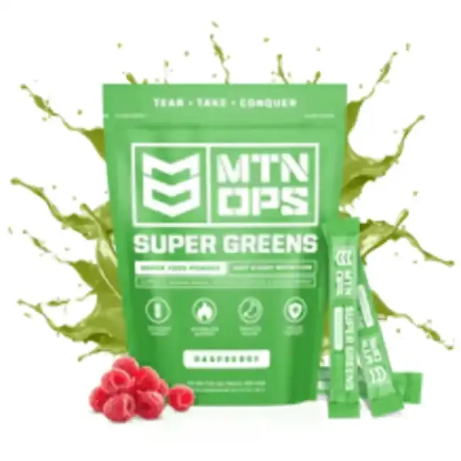 MTN OPS Super Greens – Raspberry – Trail Packs – 30 – Natural Energy + Metabolism Booster + Healthy Digestion