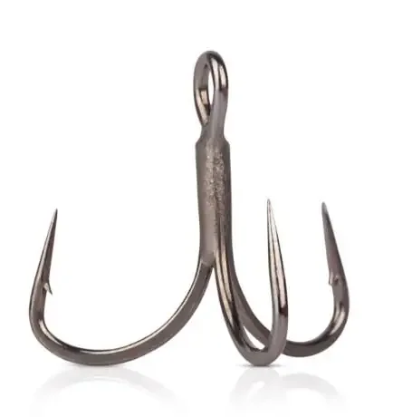 Mustad In-Line Triple Grip Short Treble Hooks – Titan Steel – 6 Pack – Size 4