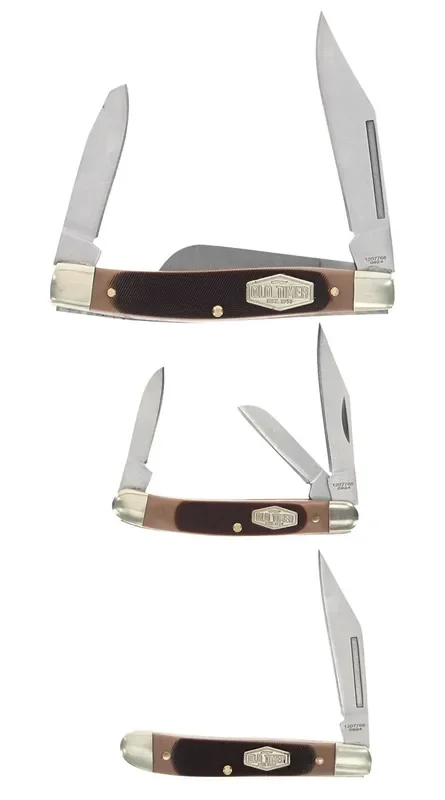 Old Timer 1207768 Q4 Combo Folding Plain Satin Stainless Steel Blade Sawcut Polymer Handle