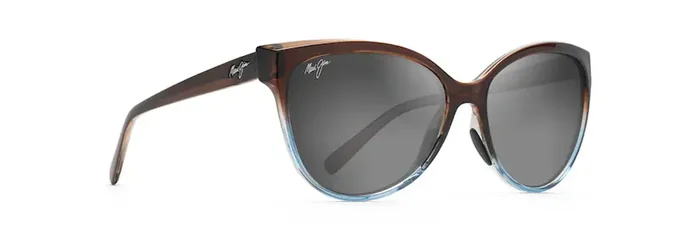 ‘Olu‘Olu Sunglasses With Translucent Dark Chocolate with Blue Frame and Neutral Grey Lens By Maui Jim