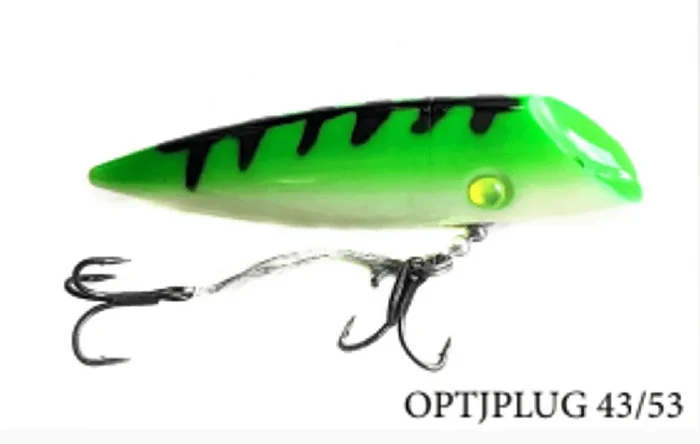 Opti-Tackle J-Plugs – 5″ – Green Top Glow Belly Back Ladder