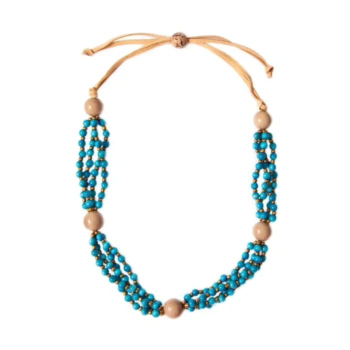 Organic Tagua Jewelry Kimi Necklace – Turquois Cafe con Leche