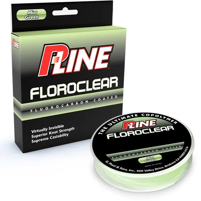 P-Line Floroclear Fluorocarbon Coated Line – Mist Green – 12 LB. 300 YDS.