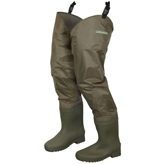 Paramount Outdoors Men‘s Slipstream Hippers 2 Ply Nylon / Pvc Cleated Hip Boots – Elk Brown – 11