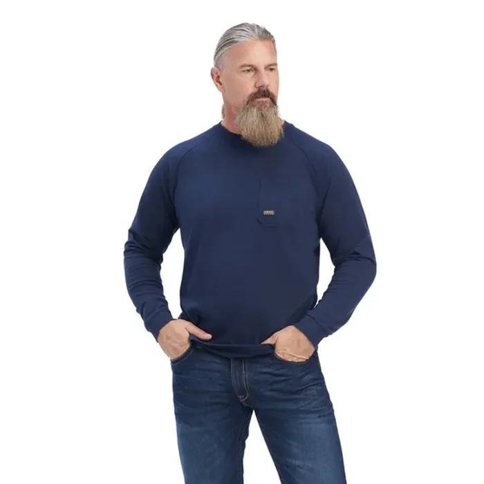 Rebar Cotton Strong Long Sleeve Shirt in Navy by Ariat